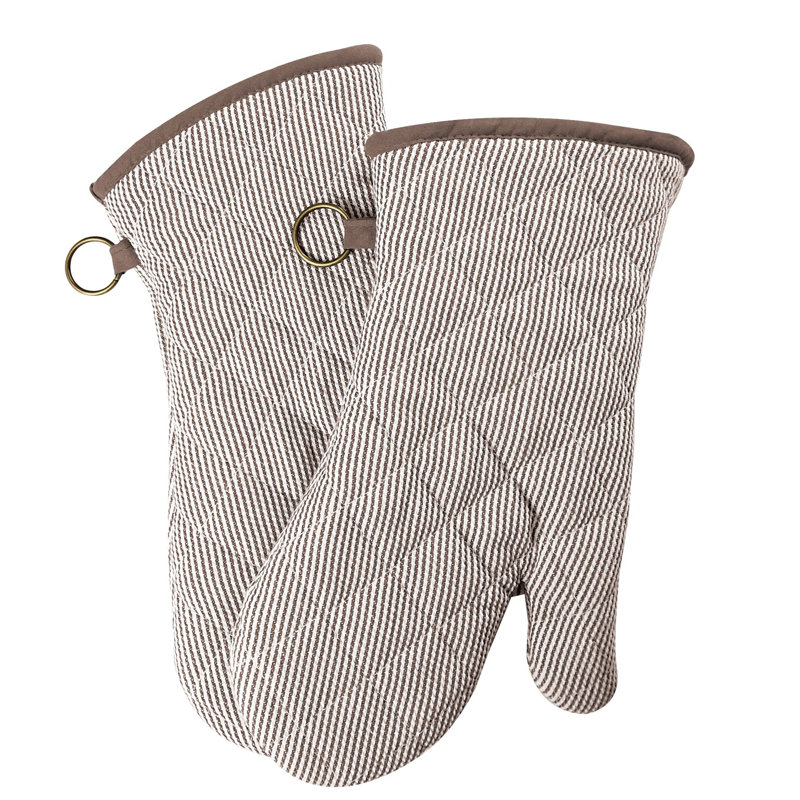 1 Pair Yarn Dyed Oven Mitts, Khaki