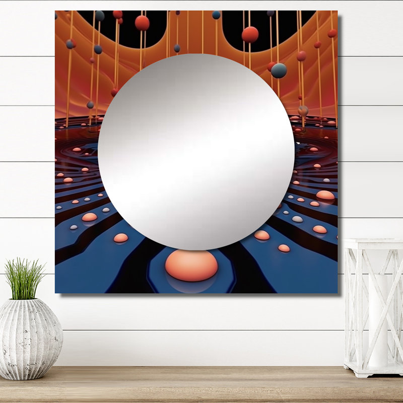 Cathalina - Miroir carré abstrait pour décoration murale, 36 po x 36 po