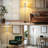  68.5" Standing Floor Lamp seamless horizontal trees birches Black white Dimmable Metal Pole Lamp with Linen Lampshade LED Bulb Included