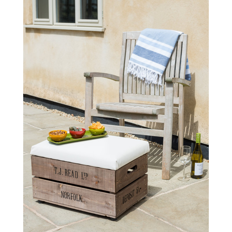Edmonson Upholstered Outdoor Ottoman, White