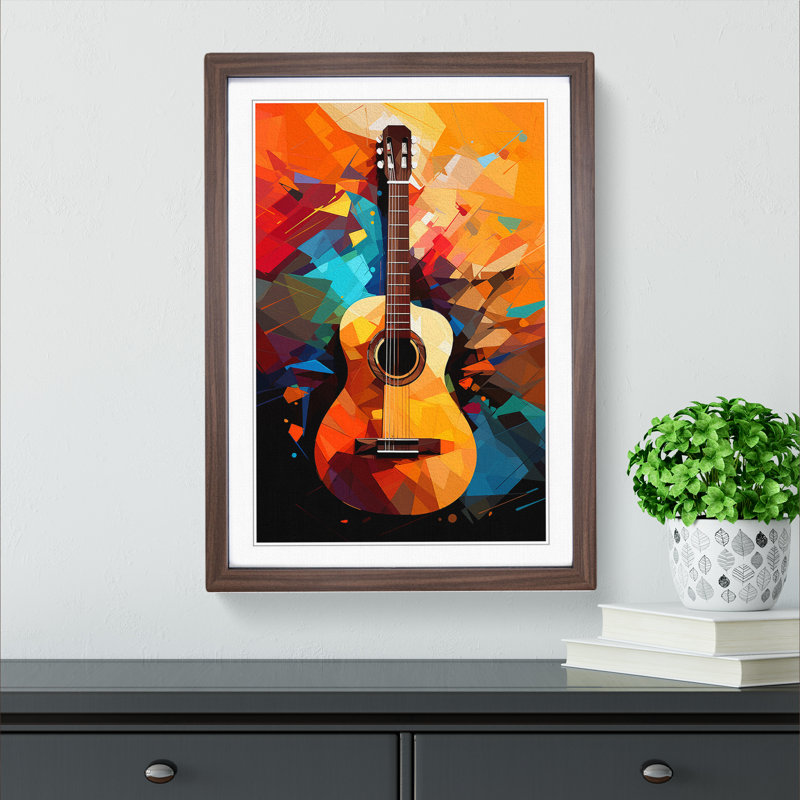 Acoustic Guitar Pop No.2 - Framed Print, 46cm H x 34cm W x 2cm D, Walnut 