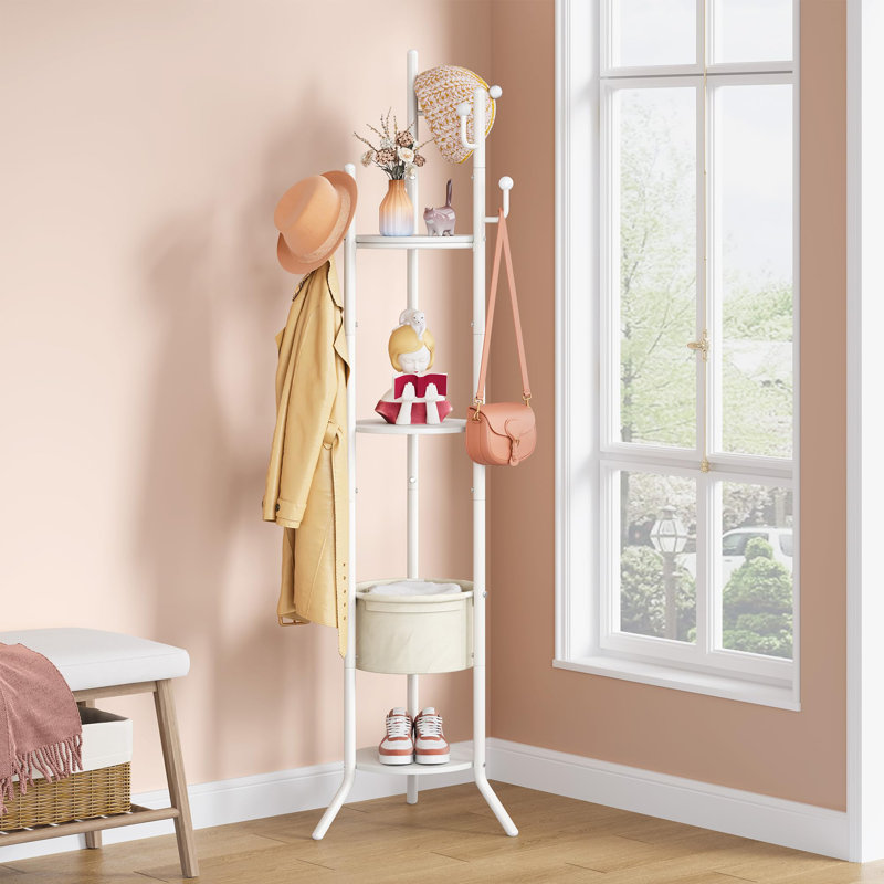 Freestanding Round Coat Rack, White