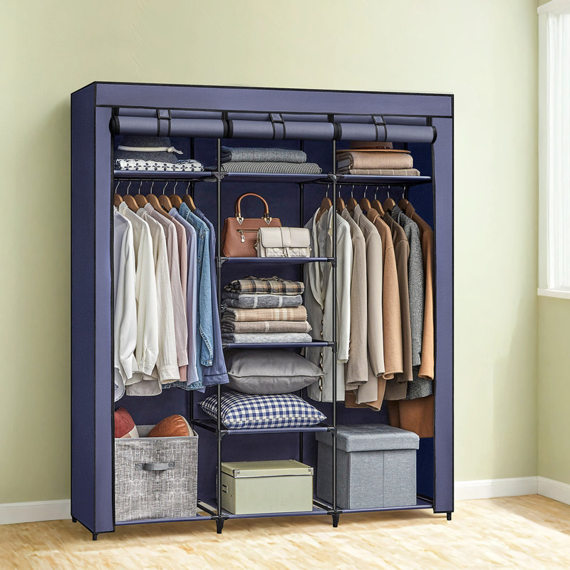 Placard portable, garde-robe en tissu non tissé, organisateur de rangement, bleu foncé