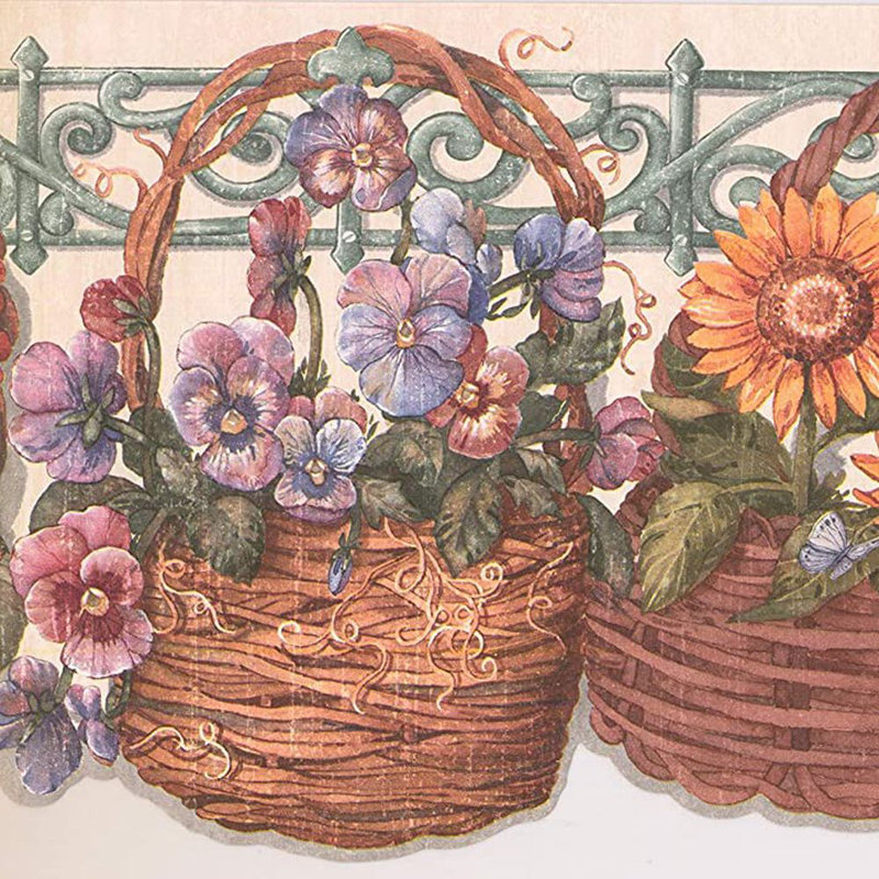 Bordure de papier peint Alaiiah Garden avec tournesols L 15 pi x l 9 po