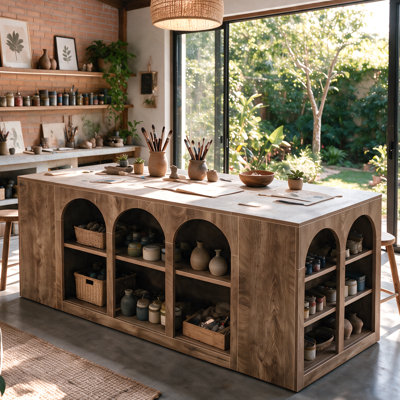 78.7" Large Craft Table with Storage Compartments