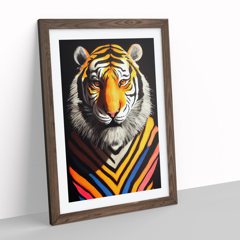 Tiger Stripes - Wall Art, 48cm H x 36cm W, Walnut Picture Frame, White