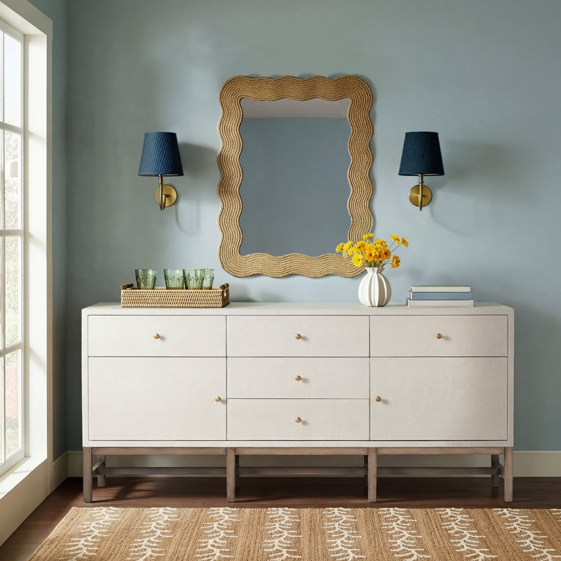 Hakana Ruthe Sideboard-Black Raffia, Ivory Painted Raffia
