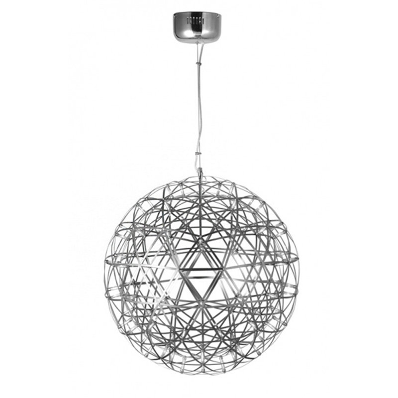 Meraz Modern LED Globe Chandelier, Satin Nickel, 25.6" H x 25.6" W x 25.6" D