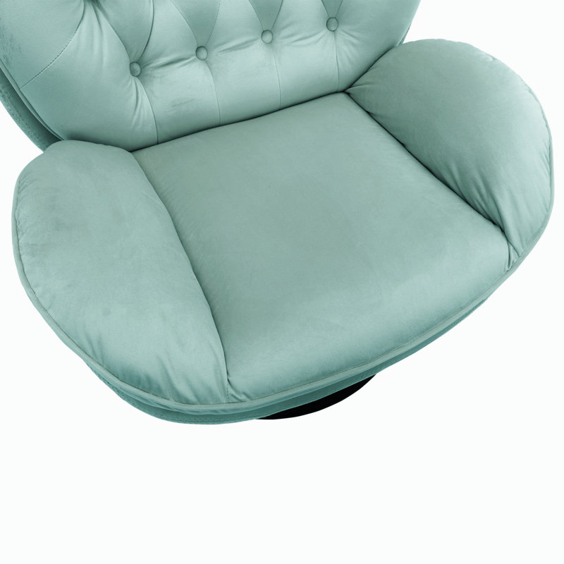 Fauteuil d'appoint avec repose-pieds Anouk, Velours vert menthe