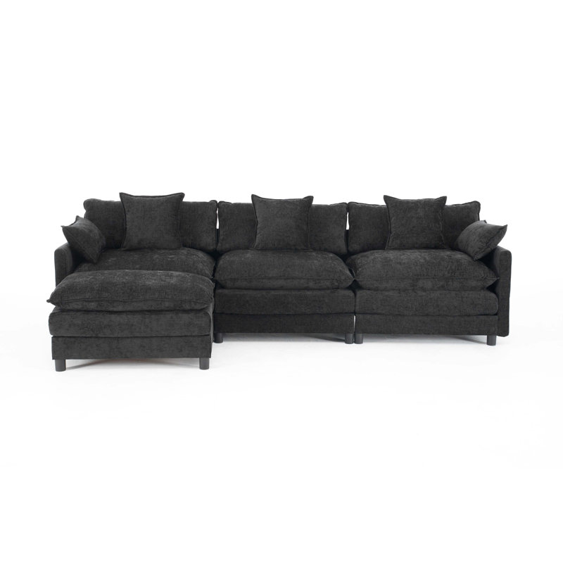 Canapé modulaire en L 108 po avec canapé-lit modulaire en L 108 po avec repose-pieds en chenille et siège profond avec coussin pour le salon, la chambre à coucher et un appartement
