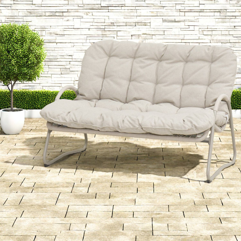 Canapés confortables de patio, causeuse moderne de cadre en acier pour le patio à la maison