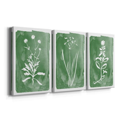 Green Botanical I - Toile tendue avec châssis sur mesure - 3 pièces