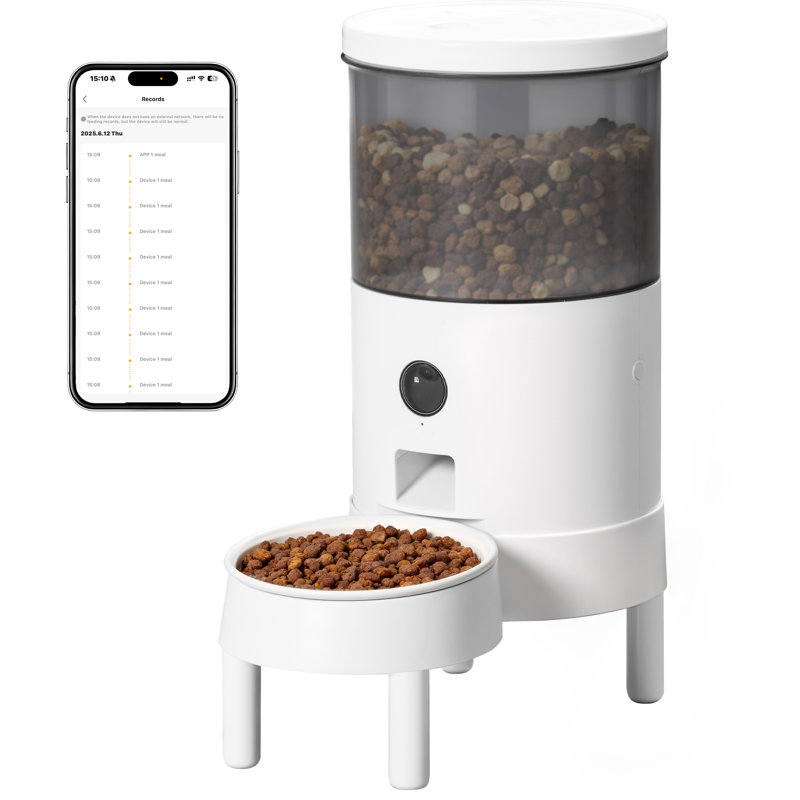 4.5l Automatic Cat Vacuum Feeder With Wifi Control, Anti - Blockage And Ceramic Bowl