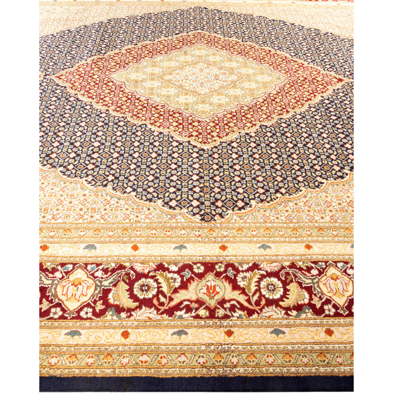Tapis noir / beige / bourgogne noué à la main de conception unique 9 pi 2 po x 12 pi 4 po Hayner