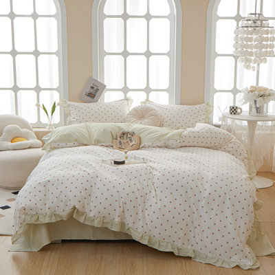 Ensemble de housse de couette en coton à volants 3 pièces