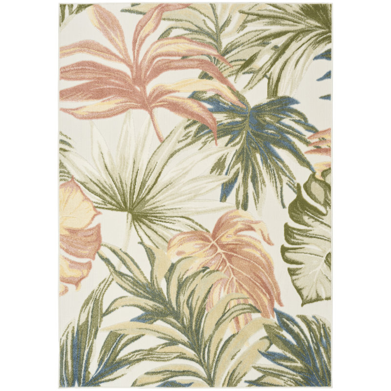 Floral Indoor/Outdoor Ivory Green  Area Rug, Rectangle 239 x 320 cm