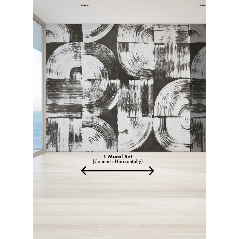 Murale gris anthracite Brushstrokes, Noir
