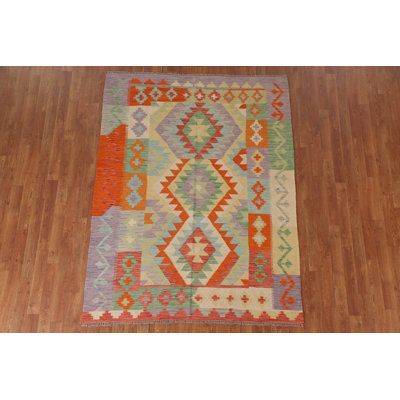 Reversible Wool Kilim Oriental Area Rug 5x7