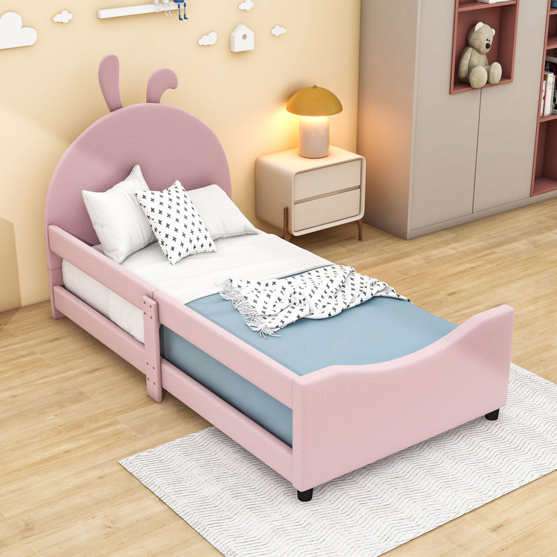 Lit plateforme tapissier Allinah, Rose