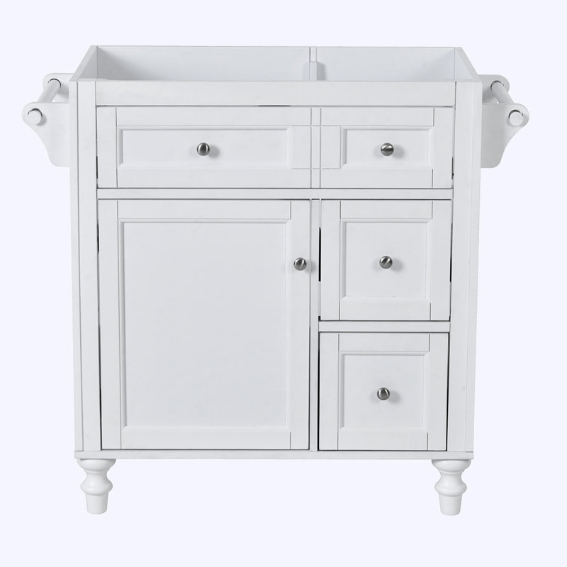 Meuble-lavabo moderne sans lavabo supérieur, avec 2 tiroirs et un tiroir basculant, Blanc