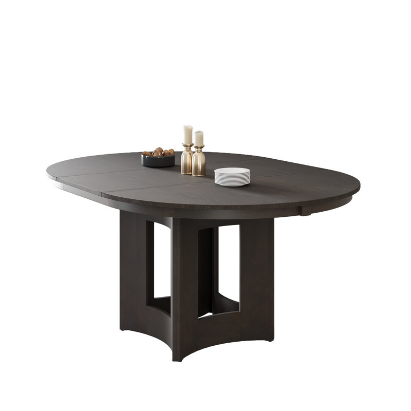 Rustic Solid Wood Extendable Dining Table With 16-Inch Leaf, Espresso