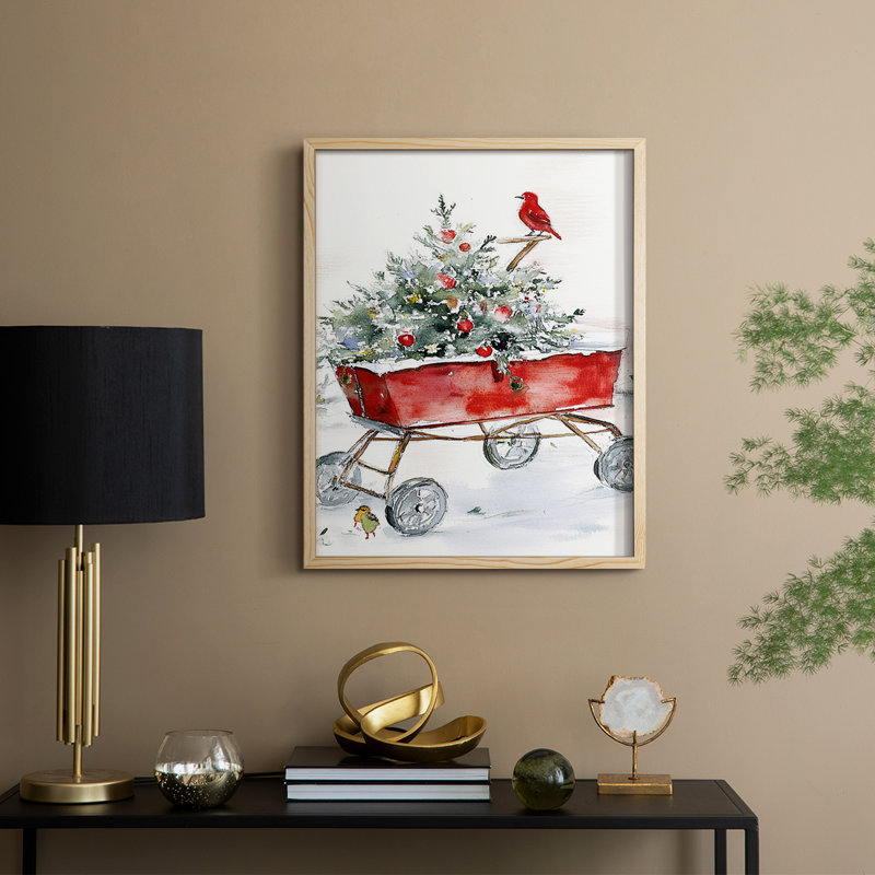 «Christmas Holiday Art Cxxxvi», reproduction d'art encadrée - bois massif, H 15 po x l 12 po, Naturel