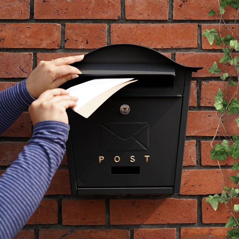Vic Iron Wall Mounted Post Box, Black