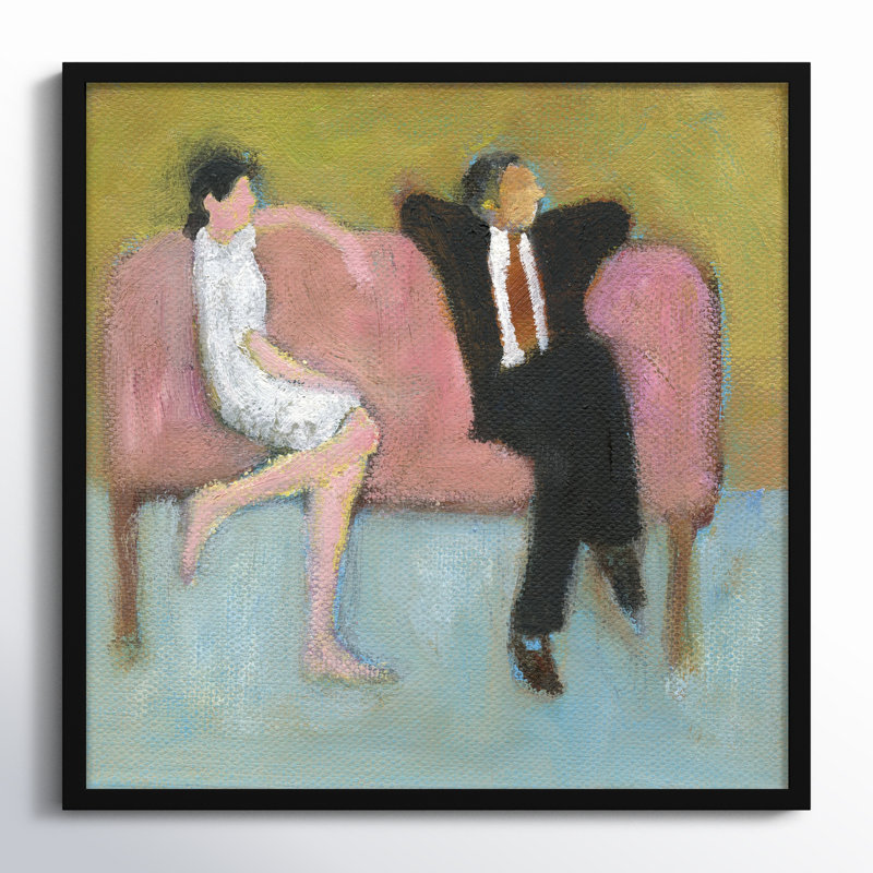 The Pink Couch Painting by Simon Schneiderman, 24" H x 24" W x 1.25" D, Black