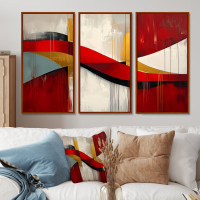 Subtil terrain de couleurs volcaniques II - Art mural grand minimalisme - 3 panneaux
