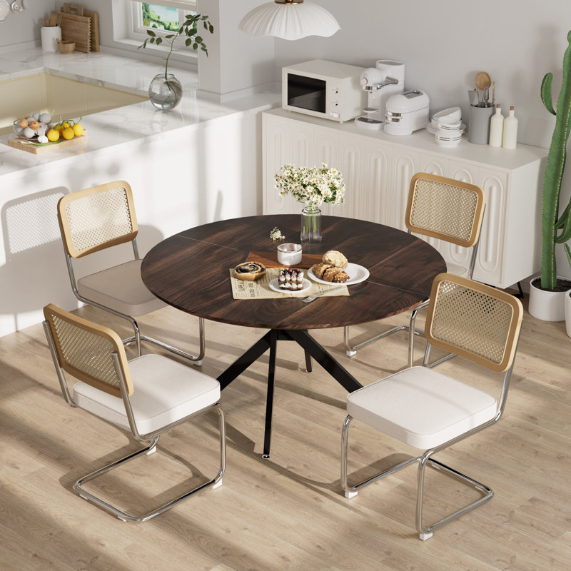 Table de salle à manger 47,2 po, Beige/Argenté, Brun