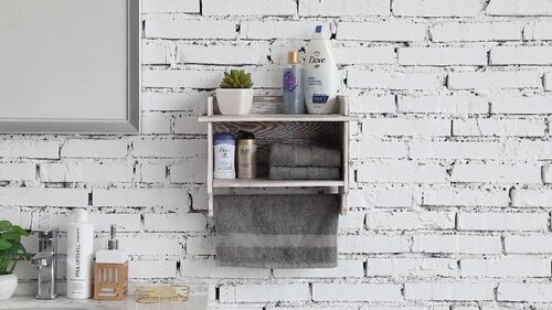 August Grove® Braffe Solid Wood Wall Bathroom Shelves & Reviews