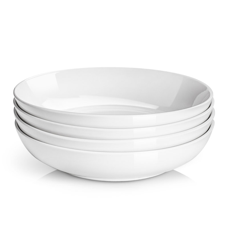 9.75-Inch White Porcelain Serving Bowls, Set of 4, White