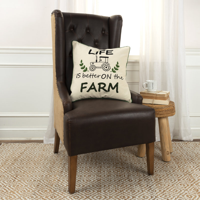 Embroidered Cotton Reversible Throw Pillow