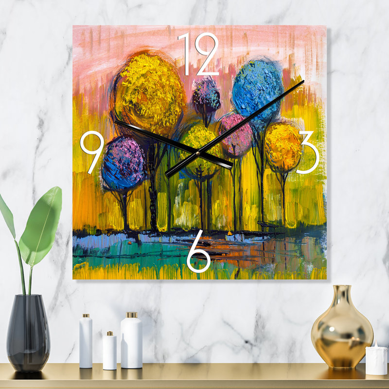 Paysage coloré impressionniste IV - horloge murale moderne, Petit