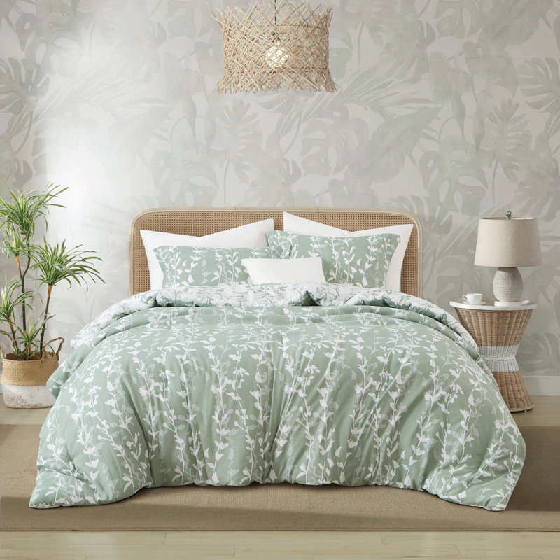 Ensemble d'édredon 2 pièces Marilla, Édredon simple + 2 taies décoratives, Vert sauge