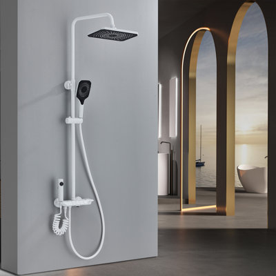 Rainfall Shower System,Outdoor Exposed Shower Head System Shower Faucet Set ,High Pressure Rainfall Shower Head with Handheld Combo