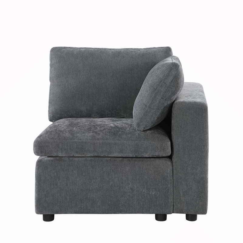 Ensemble de canapé modulaire modulaire, fauteuil faisant face à droite, chenille, gris, Gris
