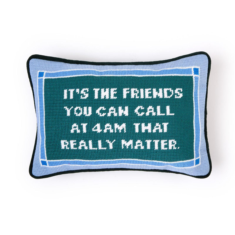 Coussin décoratif en polyester 12 po x 8 po It's The Friends You Can Call Needlepoint