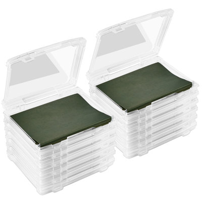 Sorbus Hanging File Organizer Bin Clear Plastic Stackable for Document Storage - Set of 12, Thin