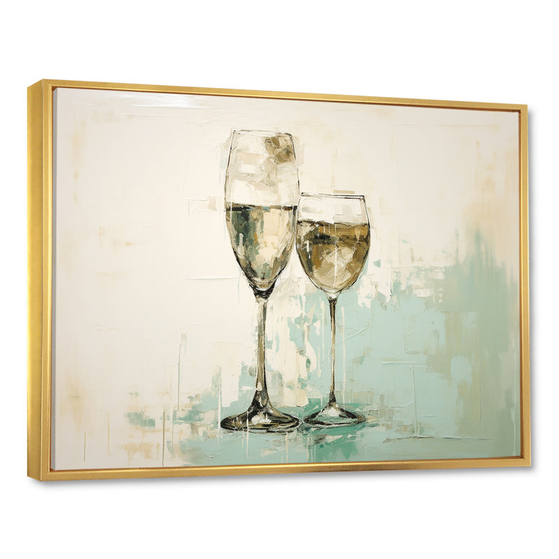 «Green Champagne Glass Sips Simplicity - Wine & Champagne», reproduction d'art sur toile, H 34 po x l 44 po x P 1,5 po