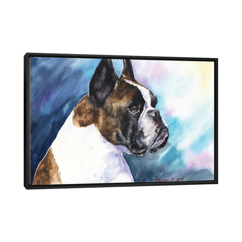 Impression sur toile boxer, H 18 po x l 26 po x P 1,5 po, Toile avec cadre noir, Pas de tapis