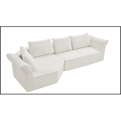 Canapé modulaire avec accoudoir gauche, accoudoirs larges et coussins décoratifs