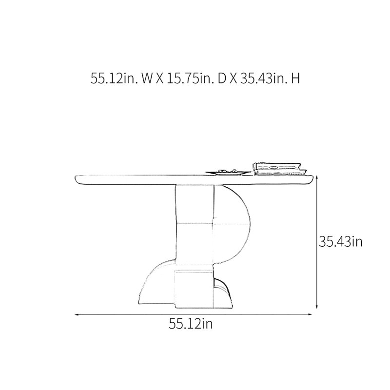 Console Modern Minimalist Art Design, H 35,43 po x l 55,12 po x P 15,75 po, Brun
