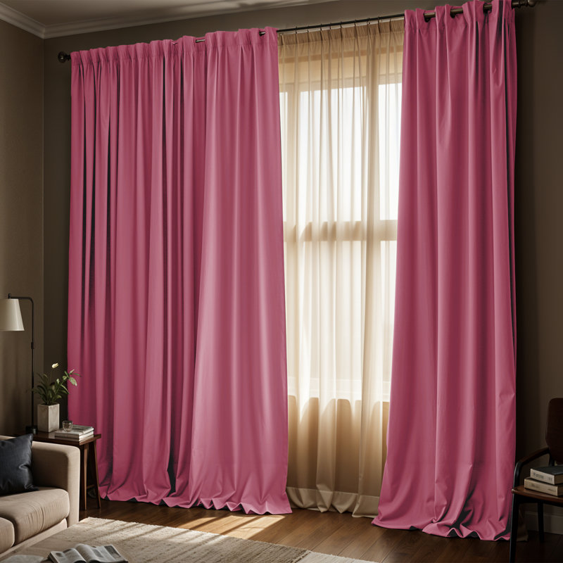 Timiko Blackout Thermal Insulated Curtain Panel, 52" W x 84" L, Pink
