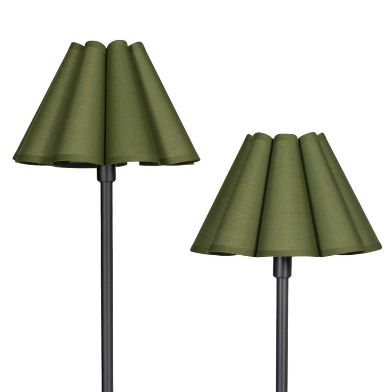 Polly Double Arm Table Lamp (Blackened Brass with Green Shade), Black