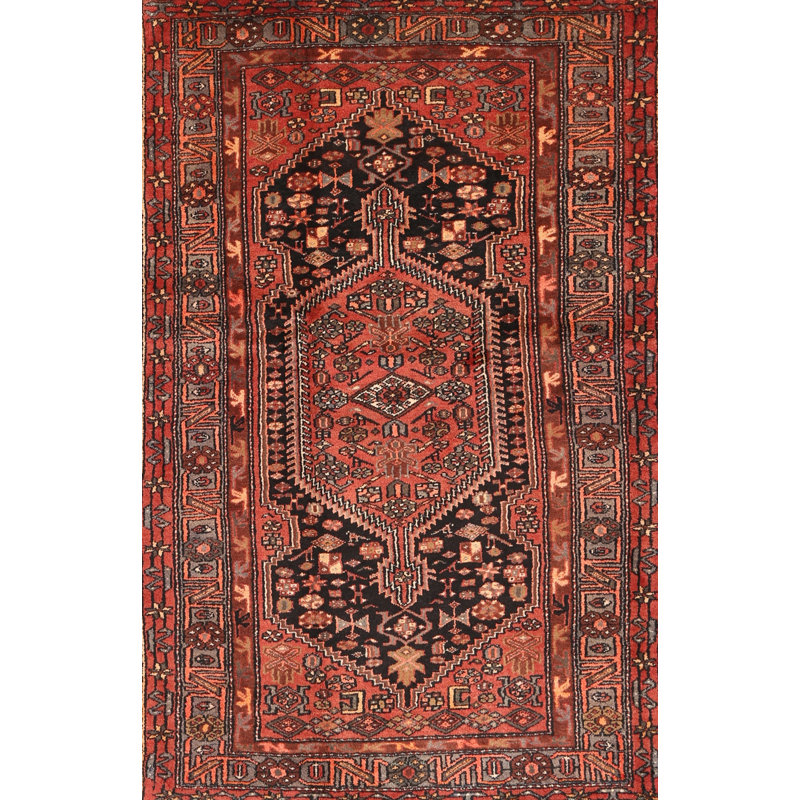 Tapis traditionnel brun / rouge / rose, Rectangle 6 pi x 9 pi