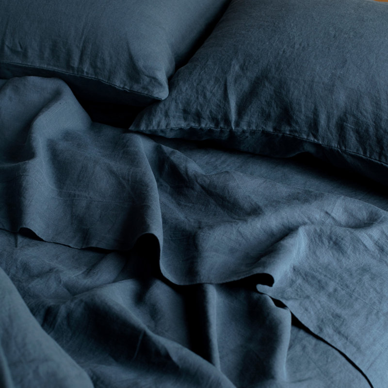 100% French Linen Sheet Set, Full Sheet Set with 2 Pillowcases, Baltic