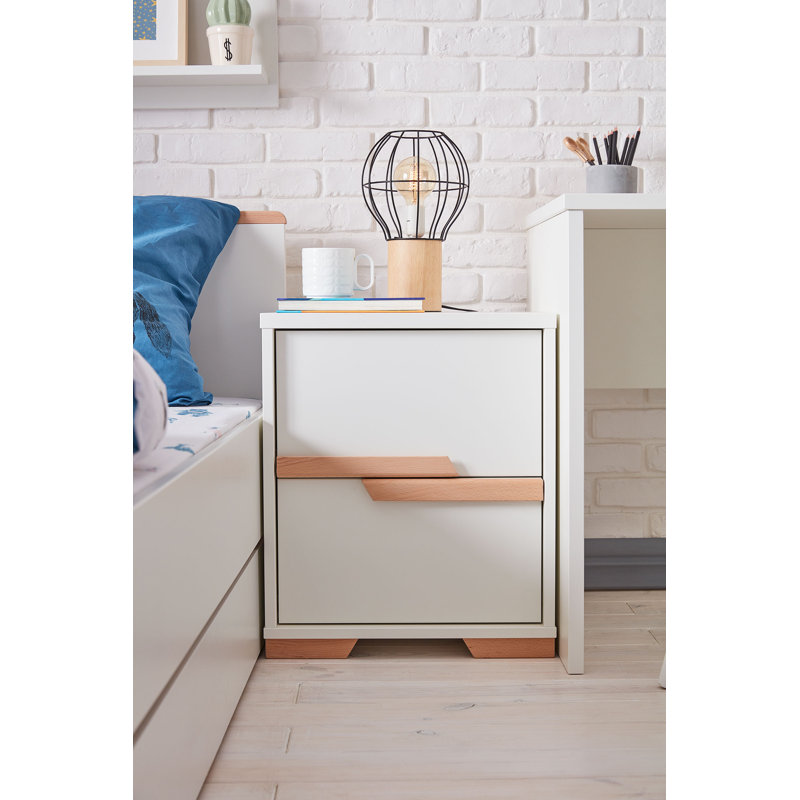 Gerke 44cm W Manufactured Wood Bedside Table, White