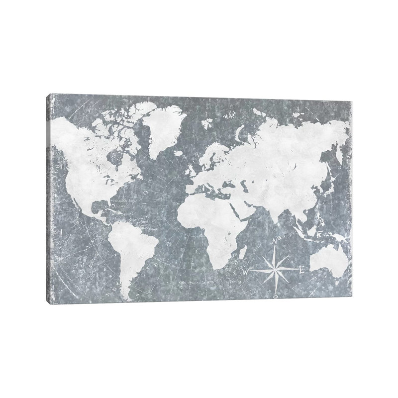 Galvanized Map - Print on Canvas, Wrapped Canvas, 45.72cm H x 66.04cm W x 3.81cm D