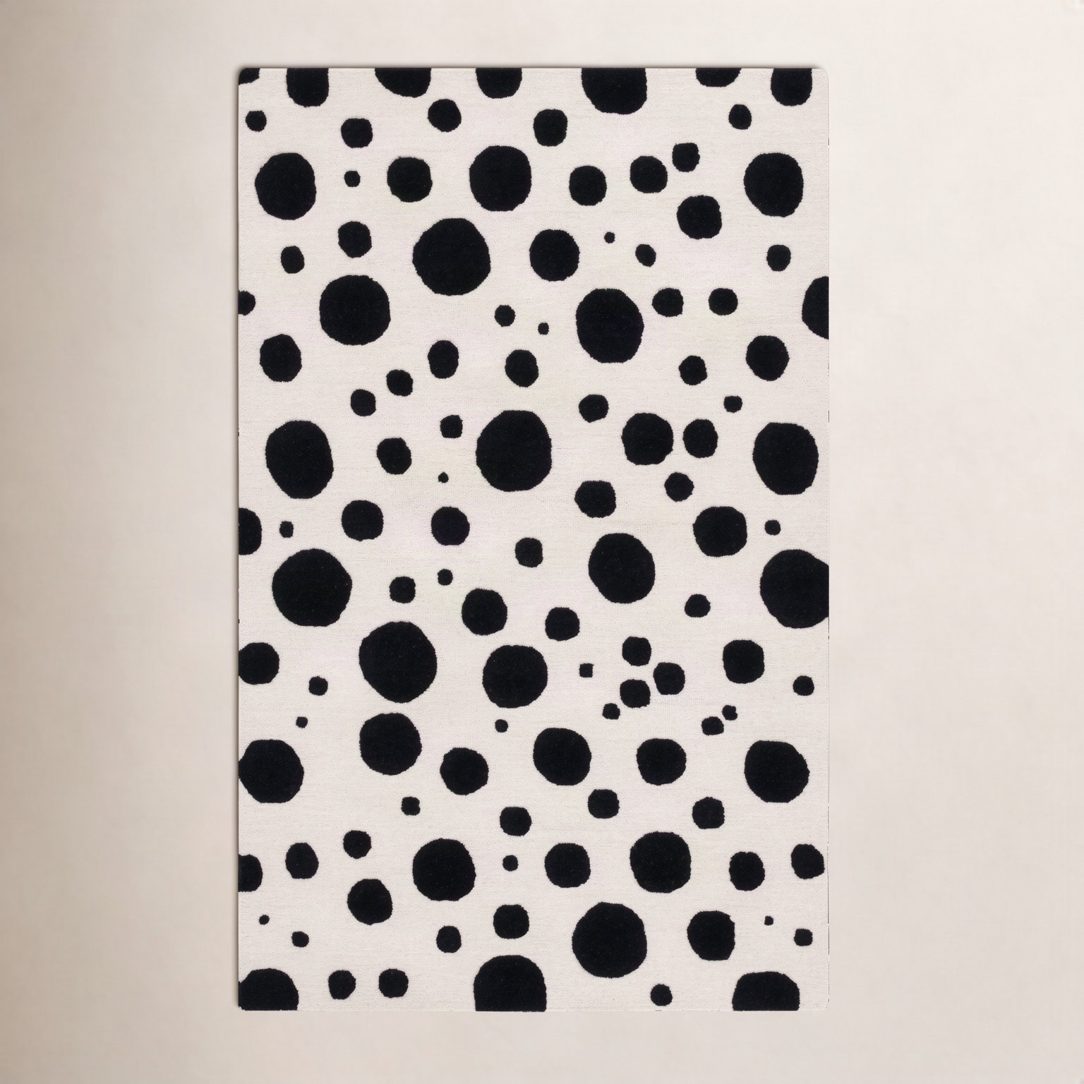 Camey Ivory Black Hand-Tufted Rug, Rectangle 8' x 10'